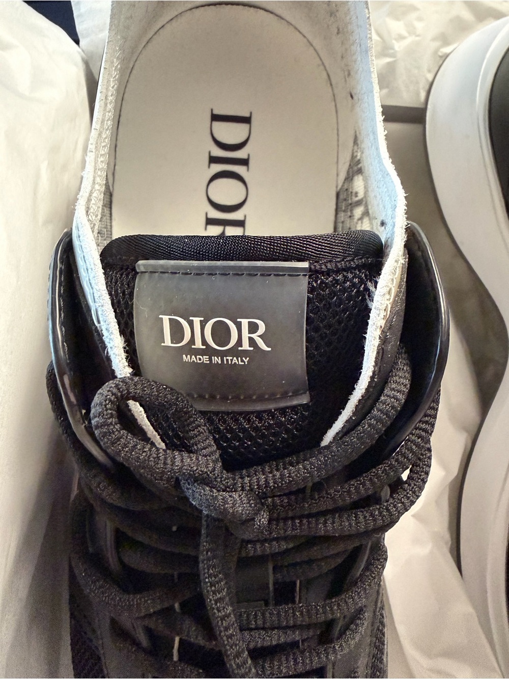 Dior Men's Black and White Athletic Sneakers - Picture 3 of 5